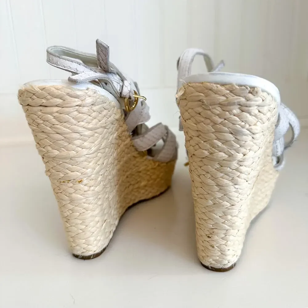 Guess White Wedge Sandals